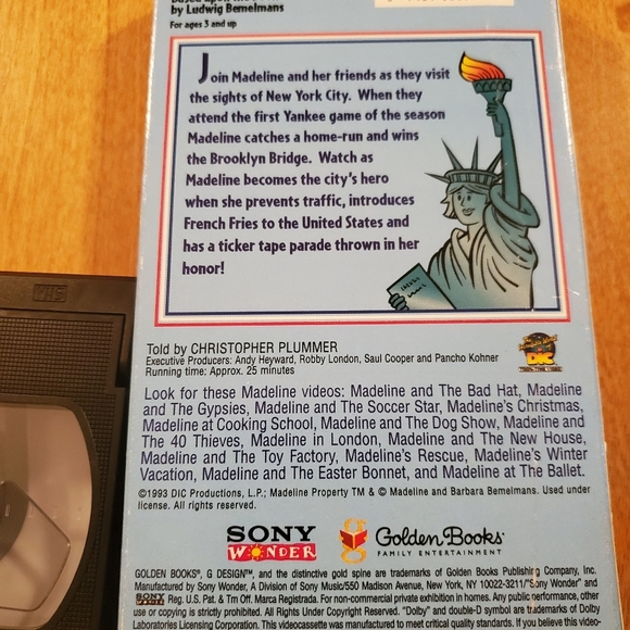 Madeline In New York VHS Tape 1999 Told by Christopher Plummer Kids Cartoon Show - Picture 3 of 3